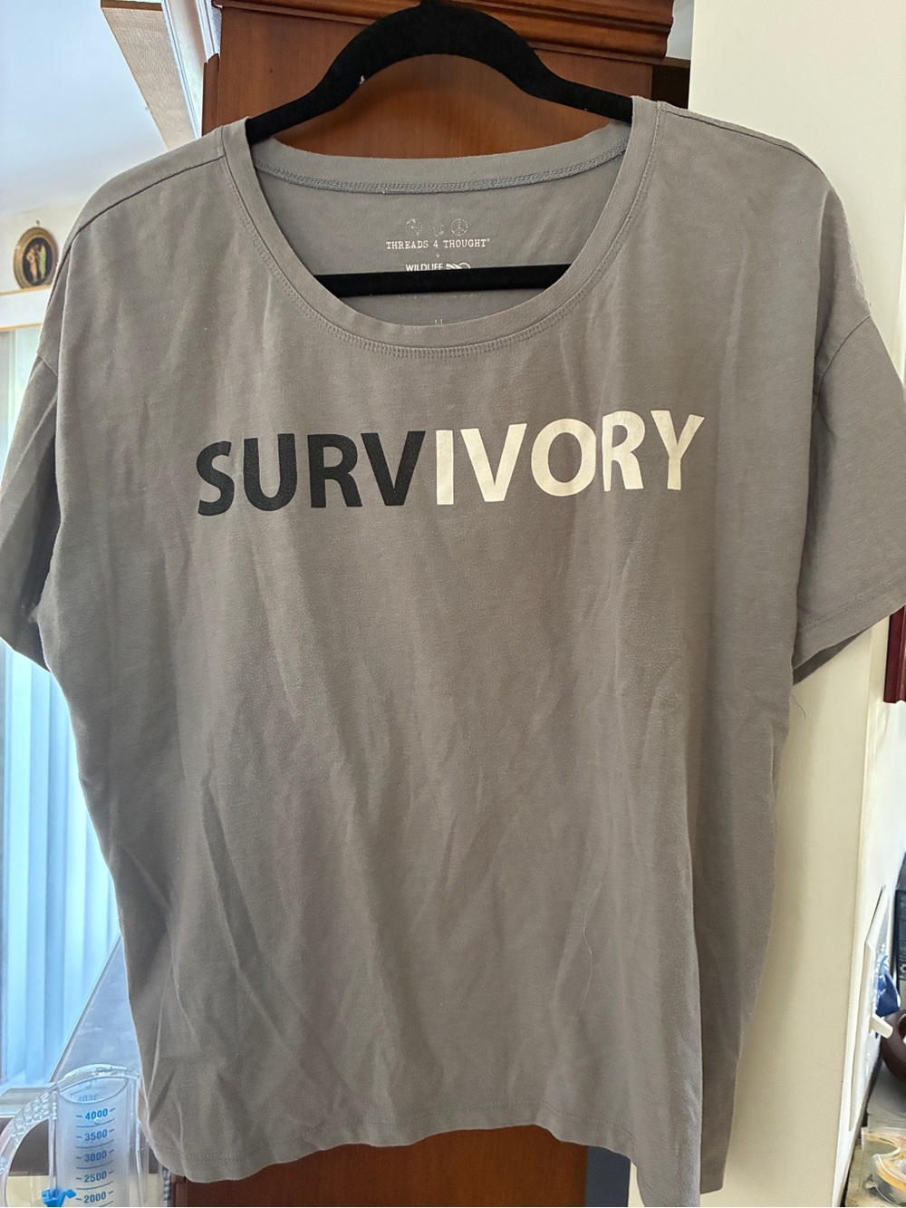 Threads 4 Thought Gray SURVIVORY Short Sleeve Graphic Tee